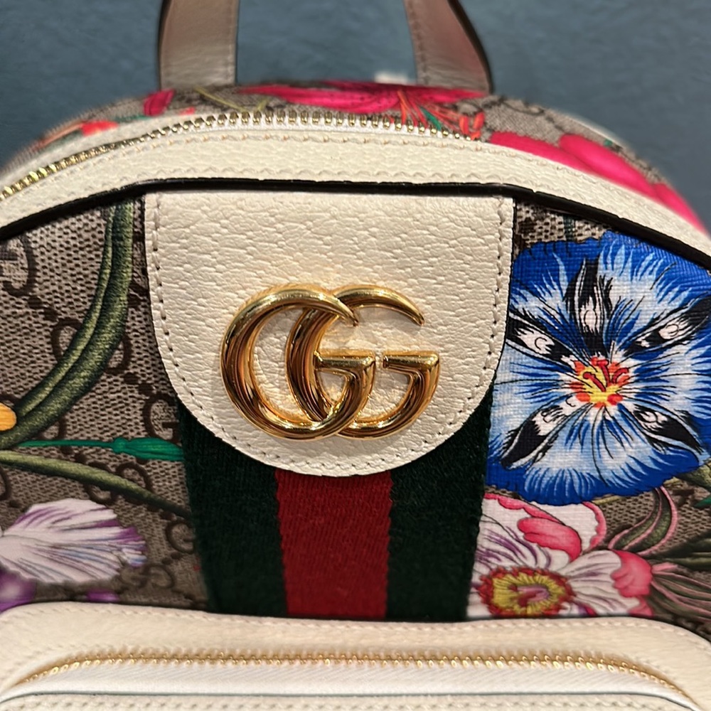 GUCCI 547965 Ophidia Flora Gg Supreme Canvas Backpack in GG Supreme Canvas - Picture 9 of 16